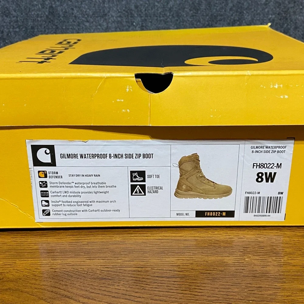 Carhartt Gilmore Waterproof 8-Inch Side Zip Work Boots Coyote FH8022-M Mens 8W‎